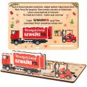 Kartka świąteczna upominek dla branży transportowej wózek widłowy i ciężarówka