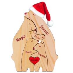 Spersonalizowane drewniane misie z rodzinna...