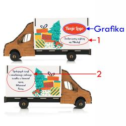 Drewniany dostawczak z logo firmowym pudełko na...