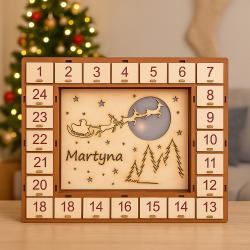 Kalendarz adwentowy z drewna z imieniem i...