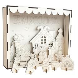 Scenka świąteczna 3D do malowania z imieniem...