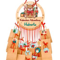 Drewniany kalendarz adwentowy wiszący z...