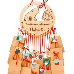 Drewniany kalendarz adwentowy grawerowany z...