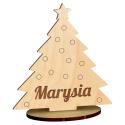 Drewniana choinka grawerowana z imieniem dziecka dekoracja