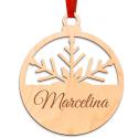 Bombka drewniana grawerowana z imieniem dziecka świąteczna