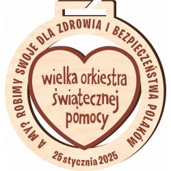 Medal WOŚP grawerowany drewniany