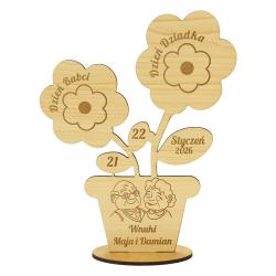 Grawerowana statuetka na podstawce kwiatek na...