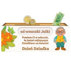 Skarbonka dla Dziadka do kolorowania z podpisem...