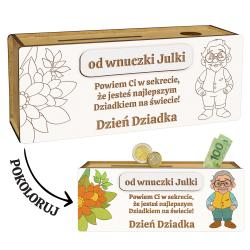 Skarbonka dla Dziadka do kolorowania z podpisem...