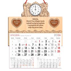 Kalendarz 2026 dla Babci i Dziadka z zegarem i...