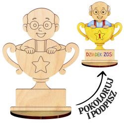 Statuetka puchar dla dziadka DIY do kolorowania...