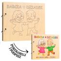Drewniany album na zdjęcia dla babci i dziadka kolorowanka DIY
