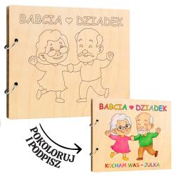 Drewniany album na zdjęcia dla babci i dziadka...