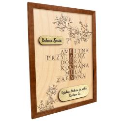 Drewniana ramka z grawerem Babcia personalizowana