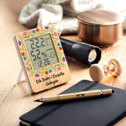 Personalizowana stacja pogodowa w drewnianym...