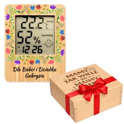 Personalizowana stacja pogodowa w drewnianym...