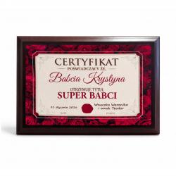 Dyplom Certyfikat Grawerton Prezent na Dzień Babci