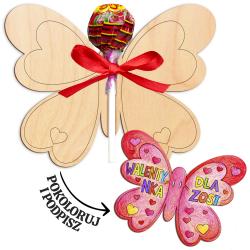 Motyl do kolorowania na lizaka walentynki prezent
