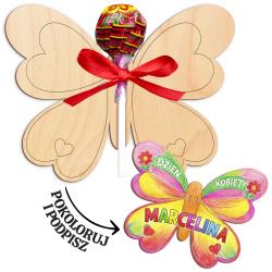 Motyl do kolorowania na lizaka Dzień Kobiet...