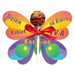 Motyl z personalizacją na lizaka Dzień Kobiet...