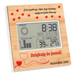 Stacja pogody drewniana prezent walentynki dom...