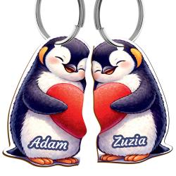 Breloki dla pary walentynki pingwiny z imionami...