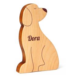 Drewniany pies z imieniem dodatek do rodziny...