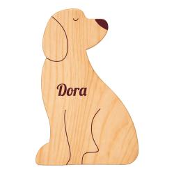 Drewniany pies z imieniem dodatek do rodziny...