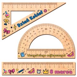 Drewniane przybory geometryczne w pudełku z...