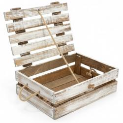 Biała Skrzynka Drewniana Vintage Bielona...