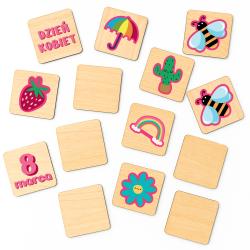 Drewniana gra memory z imieniem na Dzień Kobiet