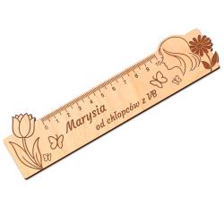 Grawerowana linijka z imieniem drewniana na...