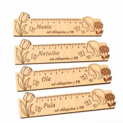 Grawerowana linijka z imieniem drewniana na...