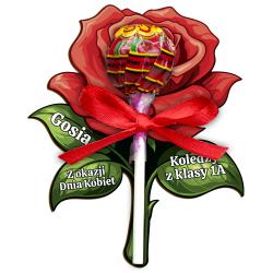 Personalizowana róża na lizaka z imieniem Dzień...