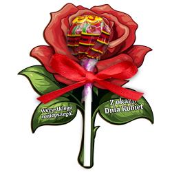 Róża na lizaka Dzień Kobiet słodki upominek...