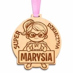 Grawerowany medal drewniany Super Dziewczyna z...