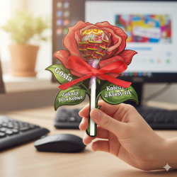 Personalizowana róża na lizaka z imieniem Dzień...