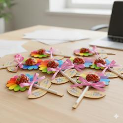 Kwiatek na lizaka Dzień Kobiet słodki prezent...