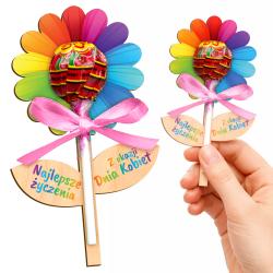 Kwiatek na lizaka Dzień Kobiet słodki prezent...