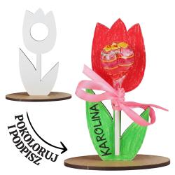 Drewniany tulipan na lizaka do kolorowania...