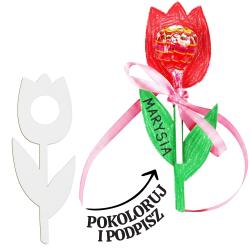 Drewniany tulipan na lizaka do kolorowania z...