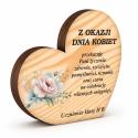 Drewniana statuetka serce Dzień Kobiet prezent z dedykacją