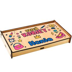 Drewniane przybory geometryczne w pudełku z...