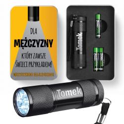 Metalowa latarka z imieniem prezent dla mężczyzny