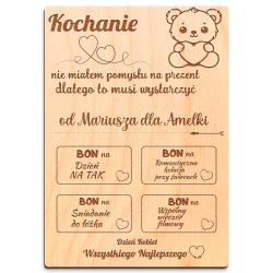 Romantyczne bony z grawerem prezent na Dzień...