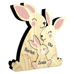 Drewniane zające z imionami personalizowane...