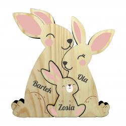 Drewniane zające z imionami personalizowane...