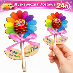 Kwiatek na lizaka Dzień Kobiet słodki prezent...
