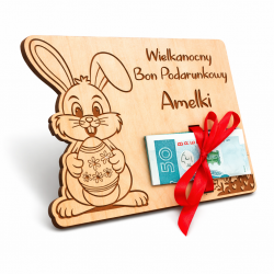 Wielkanocny bon na pieniądze z imieniem prezent...