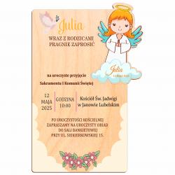 Zaproszenie na Komunię z magnesem od dziewczynki